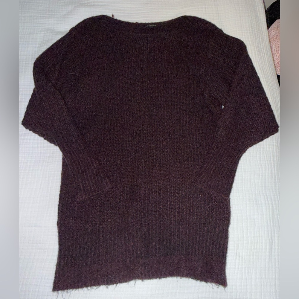 Express Charcoal and Plum Knit Sweater Dress